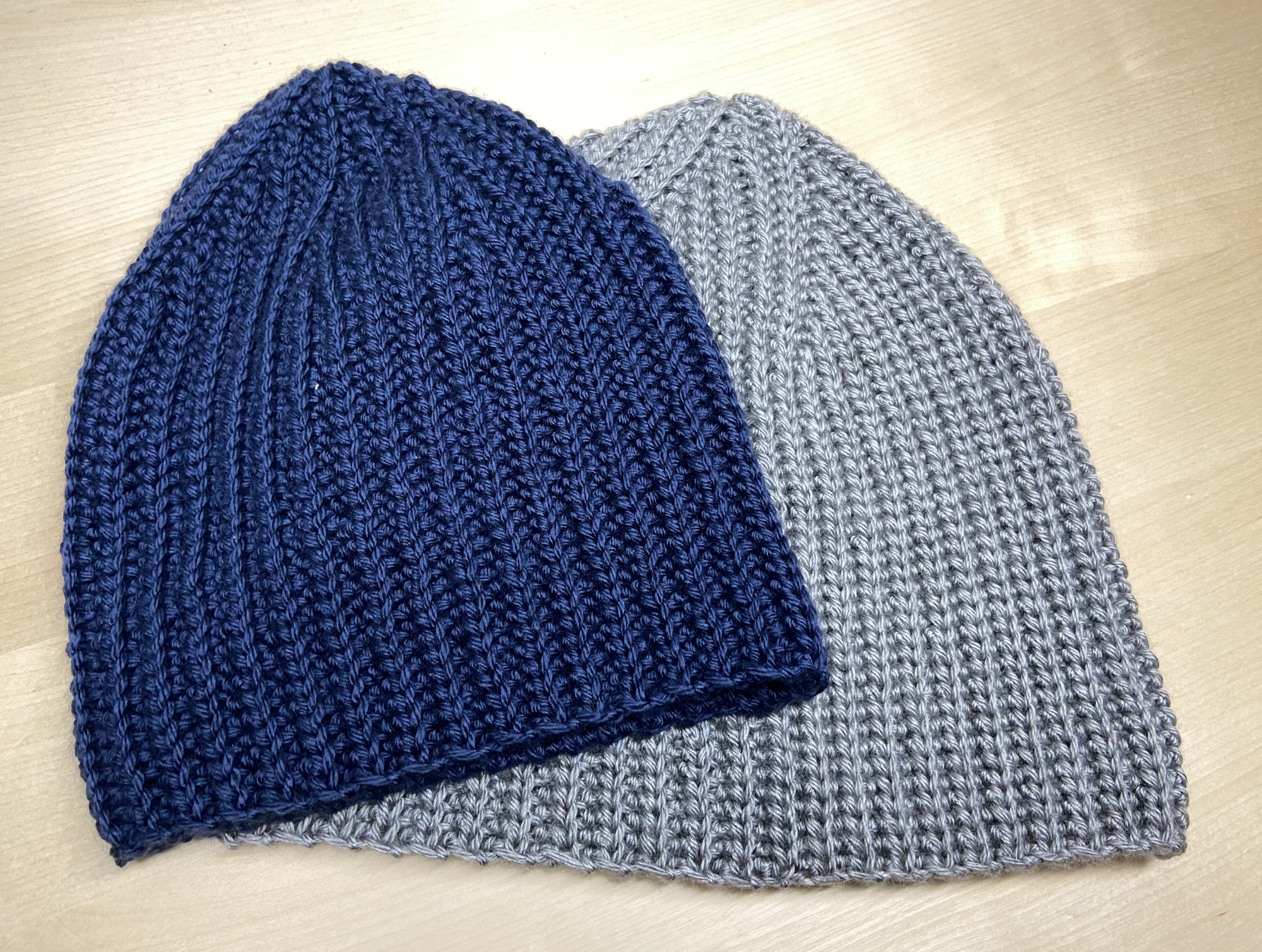 crochet beanies in 2 sizes